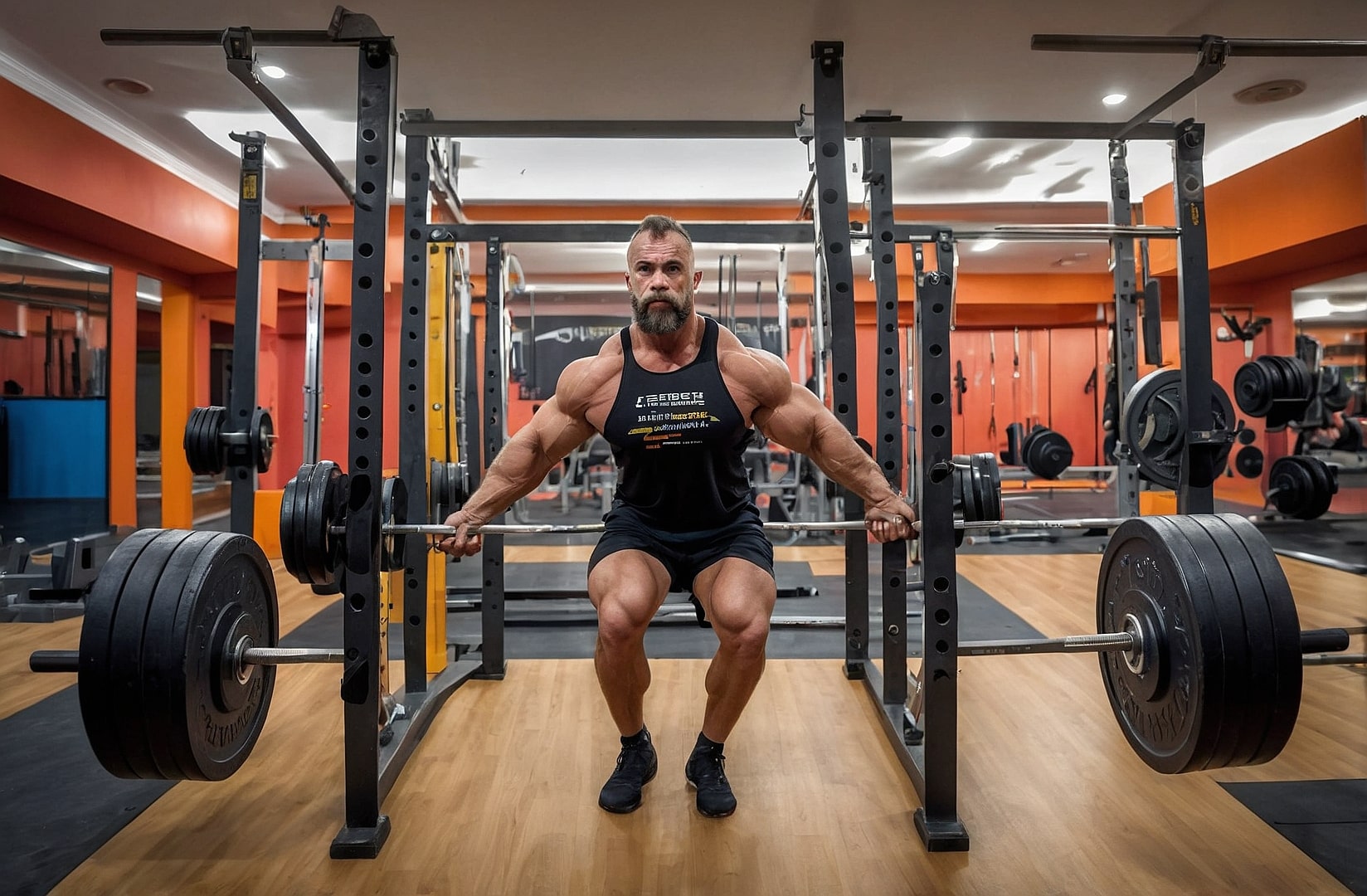 Ambiente de gimnasio enfocada en powerlifting
